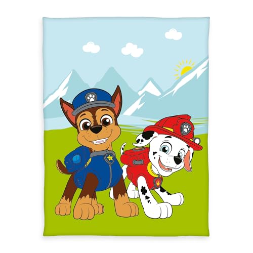 Herding Fleece-Decke Paw Patrol, 130 x 170 cm, Dekorative Kinder-Kuscheldecke mit buntem Motiv, flauschig, 100% Polyester von Herding