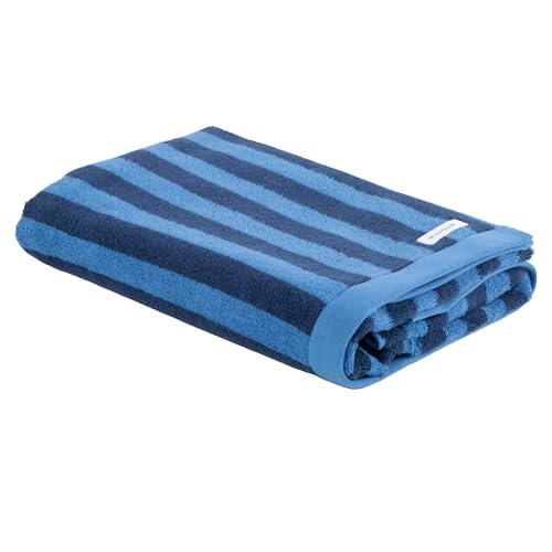 Herding Tom Tailor Duschtuch, 70x140 cm, 100% Baumwolle/Frottier, mit Aufhänger, Color Bath Towels MEDIUM Stripes Blau (Dark Navy & Cool Blue) von Herding