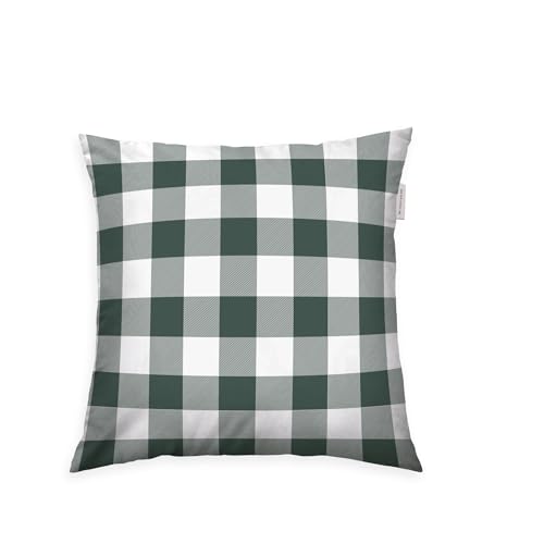 TOM TAILOR Flanell-Kissenhülle, 40x40 cm, 100% Baumwolle/ Flanell, Mit Wendemotiv und farbigem Markenreißverschluss, CLASSIC CHECK Grün, Braun (Forest & Rusty Red) von TOM TAILOR