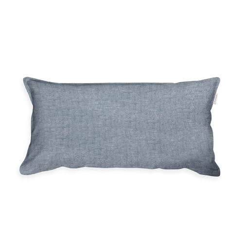 TOM TAILOR Melange-Kissenhülle, 40x80 cm, 40% Baumwolle/ 25% Viskose / 35% Polyester, Mit Stehsaum und Markenreißverschluss, WOVEN MELANGE Blau (Soft Navy) von TOM TAILOR