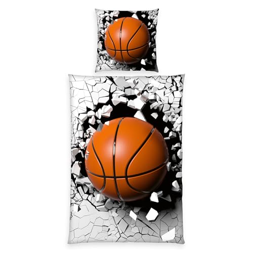 Herding Bettwäsche 3D Basketball, Young Collection, Kopfkissenbezug ca. 80 x 80 cm, Bettbezug ca. 135 x 200 cm, Mit Markenreißverschluss, 100% Baumwolle/Renforcé Herding Bettwäsche 3D Basketball, Young Collection, Kopfkissenbezug ca. 80 x 80 cm, Bettbezug ca. 135 x 200 cm, Mit Markenreißverschluss, 100% Baumwolle/Renforcé von Herding