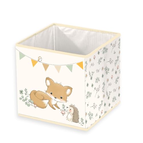 Herding babybest Aufbewahrungsbox Waldfreunde, ca. 30 x 30 x 30 cm, Aufbewahrung im Regal oder freistehend, 100% Polypropylen, Innen 100% Papier von Herding