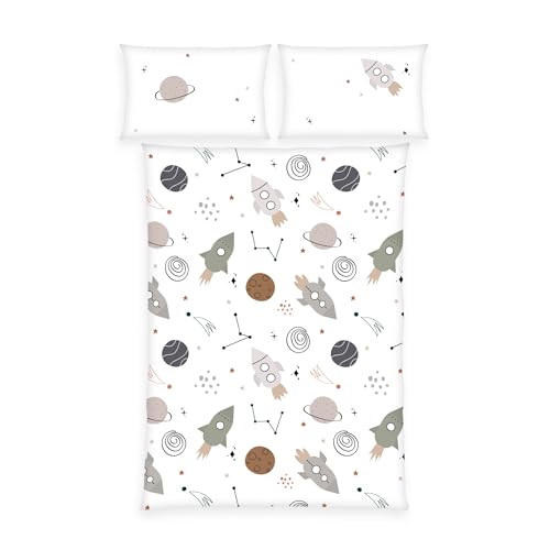 Herding babybest Bettwäsche Weltall, Kopfkissenbezug ca. 40 x 60 cm, Bettbezug ca. 100 x 135 cm, Mit Hoteleinschlag und Markenreißverschluss, 100% Baumwolle, Renforcé Herding babybest Bettwäsche Weltall, Kopfkissenbezug ca. 40 x 60 cm, Bettbezug ca. 100 x 135 cm, Mit Hoteleinschlag und Markenreißverschluss, 100% Baumwolle, Renforcé von Herding