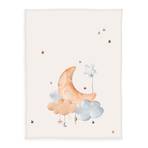 Herding babybest Moon and Stars Microfaserflausch-Decke, Mond und Sterne, Kuscheldecke, 75x100 cm, 100% Polyester von Herding