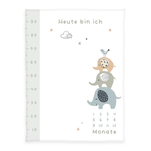 Herding babybest Soft-Peachdecke Elephants Meilensteindecke/Monatsdecke/Fotodecke, Inkl. Zubehör, Elefanten-Design, 75 x 100 cm, Polyester Herding babybest Soft-Peachdecke Elephants Meilensteindecke/Monatsdecke/Fotodecke, Inkl. Zubehör, Elefanten-Design, 75 x 100 cm, Polyester von Herding