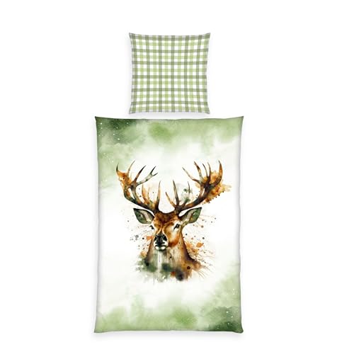 Herding Bettwäsche Hirsch, Home Edition, Kopfkissenbezug ca. 80 x 80 cm, Bettbezug ca. 135 x 200 cm, Mit Markenreißverschluss, 100% Baumwolle/Renforcé Herding Bettwäsche Hirsch, Home Edition, Kopfkissenbezug ca. 80 x 80 cm, Bettbezug ca. 135 x 200 cm, Mit Markenreißverschluss, 100% Baumwolle/Renforcé von Herding