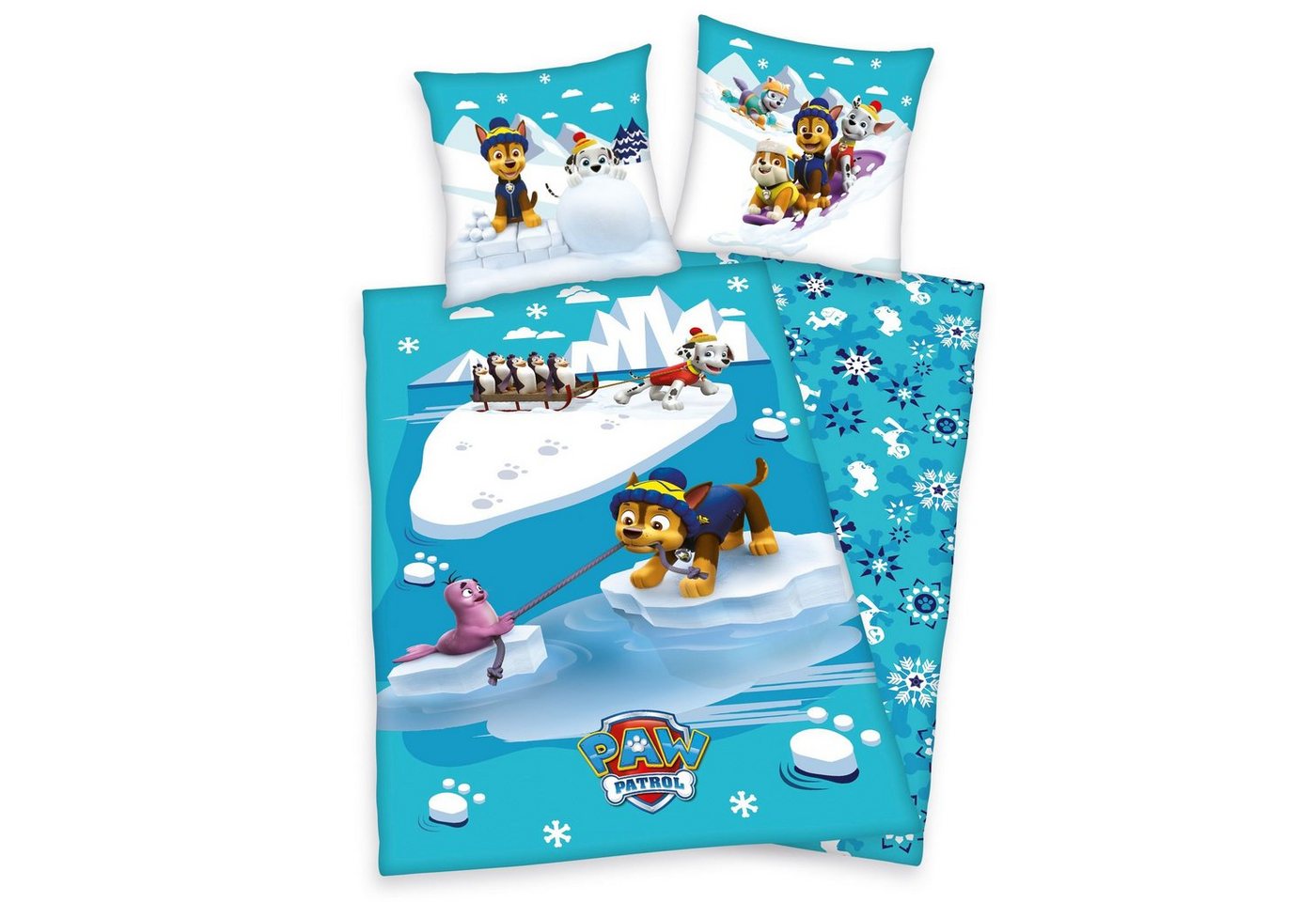 Kinderbettwäsche Bettwäsche Set Paw Patrol kuschelig warm 80 x 80 und 135 x 200 cm Flanell, Herding von Herding