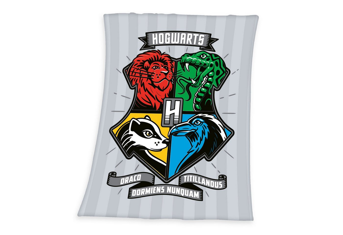 Kinderdecke 130x170cm, Harry Potter Hogwarts Häuser, Herding, Bequeme Fleecedecke mit tollem Hogwarts-Motiv von Herding