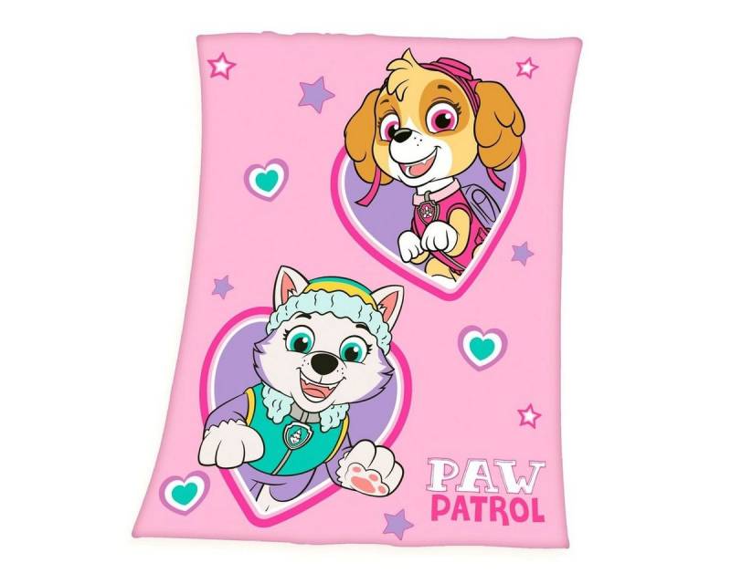 Kinderdecke 130x170cm Paw Patrol Rosa hochwertig bedruckt, Herding, Bequeme Fleecedecke mit tollem Paw Patrol-Motiv in Rosa von Herding