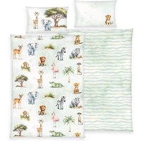 Safari Flanell-Bettwäsche "Made in green" Größe 40x60 + 100x135 cm von Herding