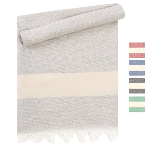 Heré Mood Hamamtuch und Saunatuch- Badetuch - Hochwertige Pestemal Fouta Handtücher -Elegantes Pestemal Strandtuch -Bunte und Stilvolle Hamam Tuch Gestaltung (Beige, 1 er) von Heré Mood