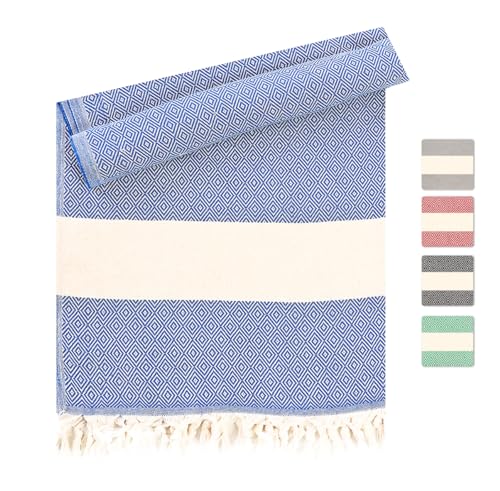 Heré Mood Hamamtuch und Saunatuch- Badetuch - Hochwertige Pestemal Fouta Handtücher -Elegantes Pestemal Strandtuch -Bunte und Stilvolle Hamam Tuch Gestaltung (Blau, 1 er) von Heré Mood