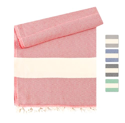 Heré Mood Hamamtuch und Saunatuch- Badetuch - Hochwertige Pestemal Fouta Handtücher -Elegantes Pestemal Strandtuch -Bunte und Stilvolle Hamam Tuch Gestaltung (Rosa, 1 er) von Heré Mood