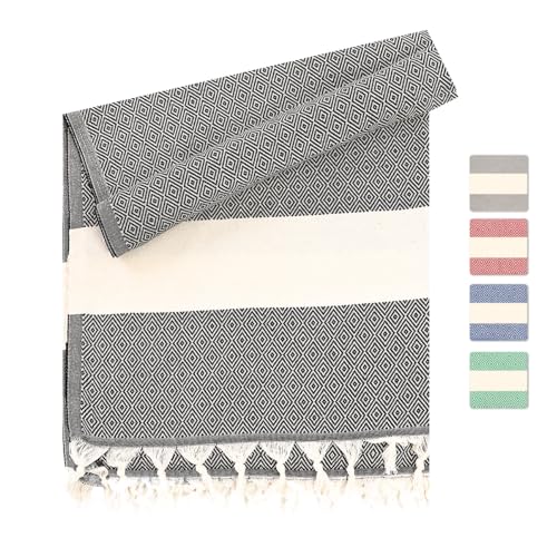 Heré Mood Hamamtuch und Saunatuch- Badetuch - Hochwertige Pestemal Fouta Handtücher -Elegantes Pestemal Strandtuch -Bunte und Stilvolle Hamam Tuch Gestaltung (Schwarz, 1 er) von Heré Mood