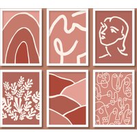 Abstrakte Henri Matisse Inspirierte Ausstellung Poster Set Von 6 | Warmes Pink Peachy Blush A5 A4 A3 A2 A1 von HereAndBull