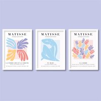 Henri Matisse Inspirierte Ausstellung Poster 3Er Set | Buntes Pastell Nu Bleu, La Gerbe, Sirene A5 A4 A3 A2 A1 von HereAndBull