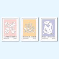 Henri Matisse Inspirierte Ausstellung Poster 3Er Set | Buntes Pastell Nu Bleu, La Gerbe, Sirene A5 A4 A3 A2 A1 von HereAndBull