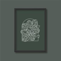 Monstera Deliciosa Pflanze in Torbogen Linie Kunstdruck | Käsepflanze Minimalist Boho A2 A3 A4 A5 von HereAndBull