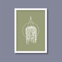 Perlenkette Pflanze Simple Line Kunstdruck | Hängende Zimmerpflanze Senecio Rowleyanus Minimalistisch Boho Modern A2 A3 A4 A5 von HereAndBull