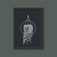 string Of Hearts Plant Simple Line Kunstdruck | Hängende Zimmerpflanze Ceropegia Woodii Minimalistisch Boho Modern A2 A3 A4 A5 von HereAndBull