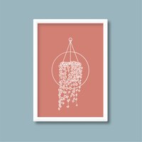 string Of Hearts Plant Simple Line Kunstdruck | Hängende Zimmerpflanze Ceropegia Woodii Minimalistisch Boho Modern A2 A3 A4 A5 von HereAndBull