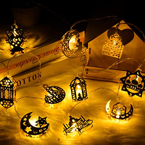 Herefun Ramadan Lichterkette, 10 LED Muslim Ramadan Lichterkette, 70 Feet Eid Ramadan Laternen Lichterkette, Ramadan Dekoration für Außen Innen Haus Garten Rasen String Lights (10PCS) von Herefun