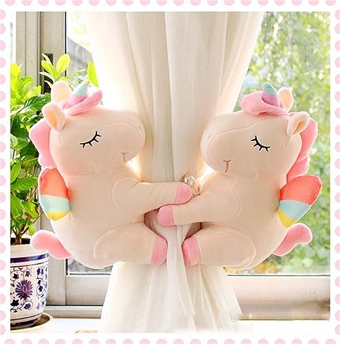 2 Stück Einhorn Vorhang-Raffhalter,Cartoon Tier Vorhanghalter Raffhalter Holdback,Gardinenhalter für Kinder Kinderzimmer Fenster Dekorationen (Rosa) von Herfair