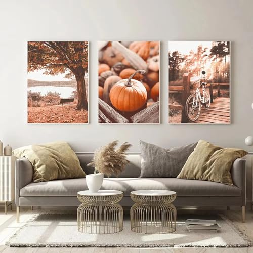 3er Poster Set Vintage Herbst Leinwand Bilder Aesthetic Room Deko Bilder Wohnzimmer Deko Schlafzimmer Wandbilder Kunstdruck Bild ohne Rahmen (40x50cm) von Herfair