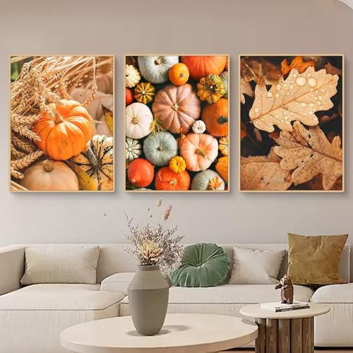 3er Premium Poster Set Herbst Aesthetic Wandbilder Bilder für Wohnzimmer Esszimmer Schlafzimmer Deko Kunstdruck Leinwand Bild,ohne Rahmen (D,40x50cm) von Herfair