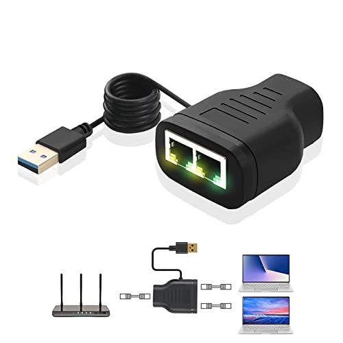 Ethernet Splitter 1 bis 2 High Speed Ethernet Adapter Internet Netzwerk LAN Splitter Cat5 Cat5e Cat6 Cat7 Cat8 Router Ethernet Kabel Extender Connector (USB Powered) für TV Box, Computer, Laptop, Mehr von Herfair