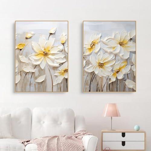 Herfair 2er Poster Set Blumen Bilder Wohnzimmer, Premium Aesthetic Bilder Wandbilder, Ohne Rahmen Leinwandbilder, Wanddeko für Wohnzimmer Schlafzimmer (30x40cm) von Herfair