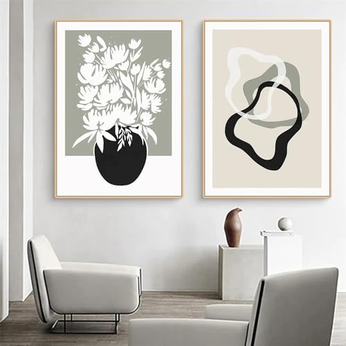 Herfair 2er Stilvolle Design Poster Set, Abstrakt Geometrie Line Leinwand Bilder Wohnzimmer Schlafzimmer Deko, Ohne Rahmen Schlafzimmer Wanddeko Poster (50x70cm) von Herfair