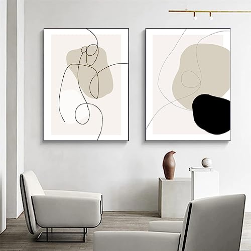 Herfair 2er Stilvolle Design Poster Set, Abstrakt Geometrie Line Wandbilder Kunstposter Einfachheit Bilder Leinwand Wohnzimmer, Ohne Rahmen Schlafzimmer Wanddeko Poster (21x30cm) von Herfair