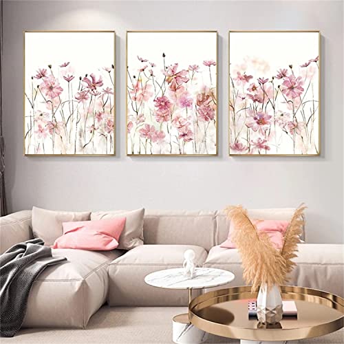 Herfair 3-teiliges Premium Poster Set, Aesthetic Blume Rosa Wandbilder Kunstposter, Leinwand Bilder, Wohnzimmer Schlafzimmer Deko, Ohne Rahmen (21x30cm) von Herfair