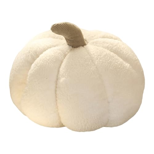 Herfair 3D Kürbis Dekokissen 2 in 1 Handabdeckung Kissen Kopfkissen Kürbis Deko Kissen Überwurfkissen Kürbis Halloween Deko (Weiß,40cm) von Herfair