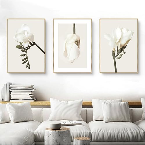 Herfair 3er Poster Set Bilder,Orchidee Weiße Blüte Moderne Deko, Stilvolle Home Deko für Schlafzimmer und Wohnzimmer - ohne Bilderrahmen (30x40cm) von Herfair