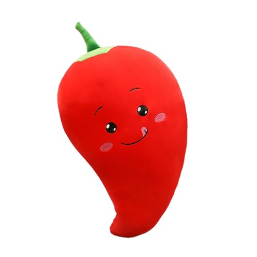 Herfair Früchte Plüschtiere, Obst Kuscheltier, Kreativ Plüsch Kissen Deko Kuschelkissen Kinder Cartoon Simulation Karotte Weich Plüschkissen Spielzeug für Kinderzimmer Sofa Deko (Chili,75cm) von Herfair