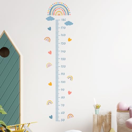 Herfair Kinder Höhe Diagramm Wandtattoo Messlatte Kind Regenbogen Wolke Wandaufkleber, DIY Selbstklebend Wandsticker Kinderzimmer Mädchen Babyzimmer Wanddeko von Herfair