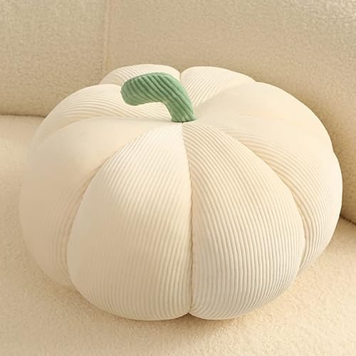 Herfair Kürbis Kissen, Pumpkin Plush Floor Cushion, Kürbis Überwurfkissen,Halloween Home Decoration,Home Decoration, Gefüllte Spielzeuge (White,35cm) von Herfair