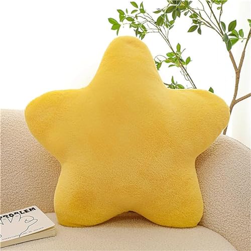 Herfair Kuschelkissen Kinder Sternkissen, Weiche Flauschige Sternform Zierkissen Sofakissen, Plüsch Kissen Dekokissen für Kinderzimmer Schlafzimmer Deko (Gelb,30 cm) von Herfair