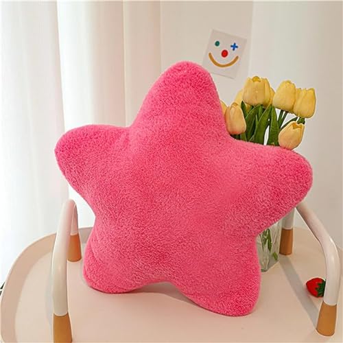 Herfair Kuschelkissen Kinder Sternkissen, Weiche Flauschige Sternform Zierkissen Sofakissen, Plüsch Kissen Dekokissen für Kinderzimmer Schlafzimmer Deko (Rosa Rot,40 cm) von Herfair