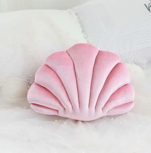 Herfair Muschel-förmiges Kissen, Zierkissen Dekorative Muschelschale Kopfkissen Scallop Shells Kuschelkissen Baumwolle Sofakissen Dekokissen Plüschtier Meerestier Kissen für Bett (Rosa,46 * 33cm) von Herfair