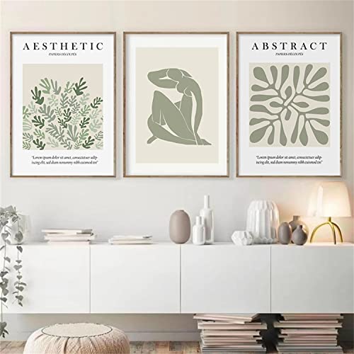 Herfair Premium Poster Set, 3er Poster Set Abstrakt Matisse Modern Wandbilder, Ohne Rahmen Aesthetic Kunstposter, Einfachheit Wanddeko Bilder Schlafzimmer (50x70cm) von Herfair