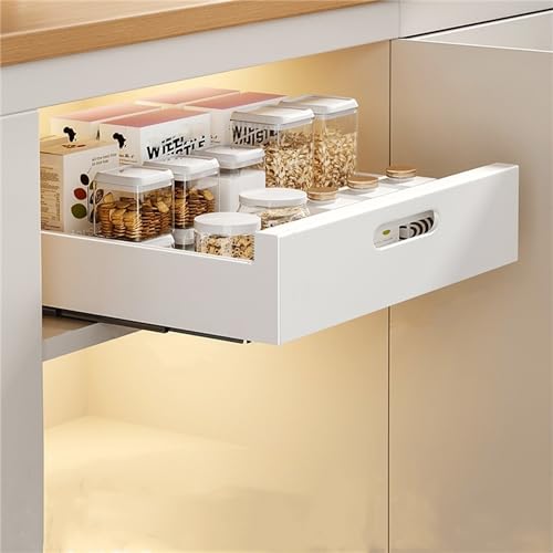 Herfair Teleskopschublade, Ausziehbare Schublade Küche Aufbewahrungsregal Schubladeneinsätze für Küchenschrank, Slide Out Drawer Cabinet Organizer Küche (35cm) von Herfair