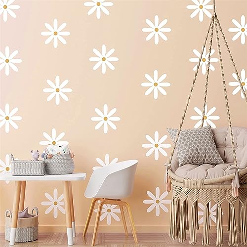 Herfair Wandsticker Kinderzimmer, Boho Wandsticker Daisy Wandtattoo Gänseblümchen Selbstklebend Wandaufkleber Wanddekor Fenster Garderobe Aufkleber (21 * 30cm*6PCS) von Herfair