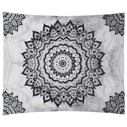 Herfair Wandteppich Mandala-Muster Überwurf Wandteppiche für Wohnzimmer Wohnkultur Decke Tapisserie Ästhetisch für Zimmer Wohnheim Schlafazimmer (Black,95 * 73cm) von Herfair