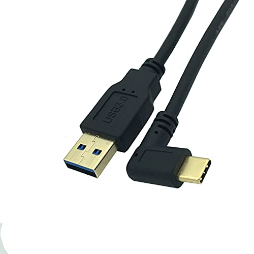Kurzes USB C Stecker auf Stecker, 30 cm, rechts und links abgewinkelt, 90 Grad, USB 3.1 Typ C Stecker auf Stecker, Schnellladekabel für Laptop & Tablet & Handy (USB gerade auf C Winkel) von Herfair