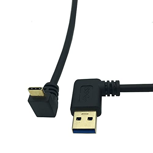 Kurzes USB C Stecker auf Stecker, 30 cm, rechts und links abgewinkelt, 90 Grad, USB 3.1 Typ C Stecker auf Stecker, Schnellladekabel für Laptop & Tablet & Handy (USB links zu C Winkel) von Herfair