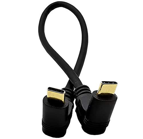 Kurzes USB C Stecker auf Stecker, 30 cm, rechts und links abgewinkelt, 90 Grad, USB 3.1 Typ C Stecker auf Stecker, Schnellladekabel für Laptop & Tablet & Handy (oben und unten abgewinkelt, M zu M) von Herfair