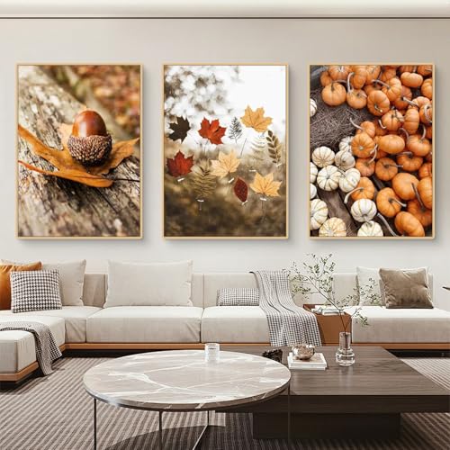 Moderne Poster Set 3er Bilder Wohnzimmer Deko Schlafzimmer Herbst Aesthetic Kunstdruck Bild Vintage Wandbilder Wanddeko Ohne Rahmen (21x30cm,B) von Herfair